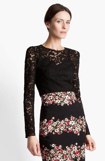 Dolce&gabbana Long Sleeve Lace Top Black