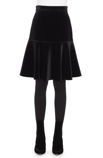 Women's Akris Punto Scuba Velvet Bell Skirt - Black