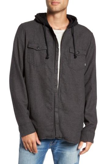 Men's Vans Never Mind Hooded Zip Shirt Jacket - Black
