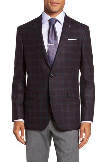 Men's Ted Baker London Trim Fit Plaid Wool Sport Coat R - Purple