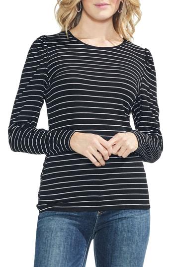 Women's Vince Camuto Ribbed Stripe Top - Black