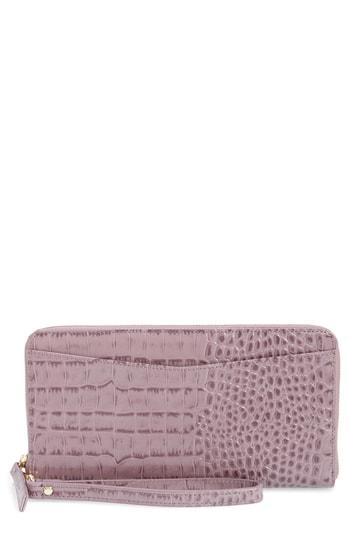 Women's Nordstrom Croc Embossed Leather Continental Wallet - Purple