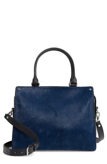 Treasure & Bond Logan Genuine Calf Hair Satchel - Blue