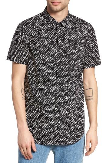 Men's Globe Posie Floral Print Woven Shirt - Black