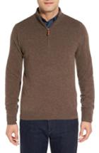 Men's Nordstrom Men's Shop Regular Fit Cashmere Quarter Zip Pullover - Brown