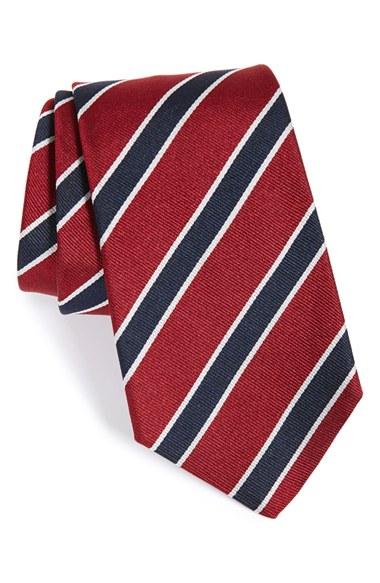Men's Gitman Stripe Silk Tie, Size X-long - Burgundy