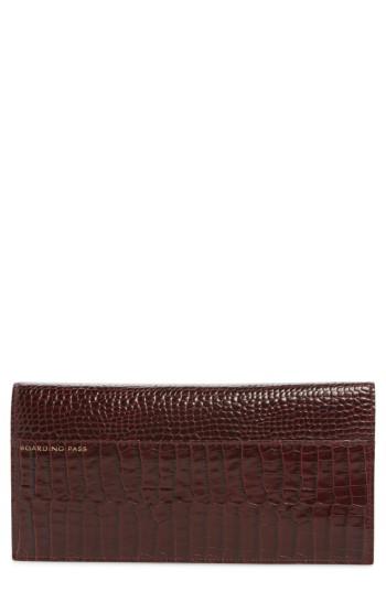 Smythson Mara Slim Croc Embossed Leather Travel Wallet - Blue