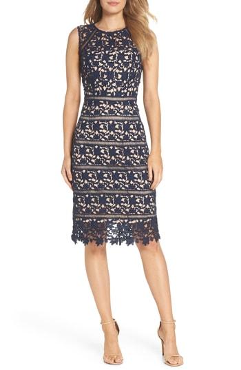 Women's Eliza J Sleeveless Lace Sheath Dress - Blue