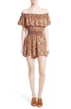 Women's Rebecca Taylor Moonlight Off The Shoulder Silk Romper