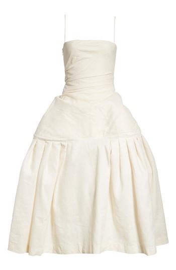 Women's Jacquemus La Robe Limao Linen & Cotton Trumpet Dress Us / 36 Fr - Beige