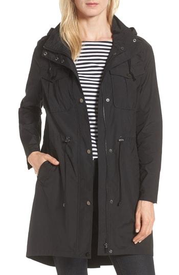Women's Badgley Mischka Water Repellent Anorak With Stowaway Hood, Size - Black