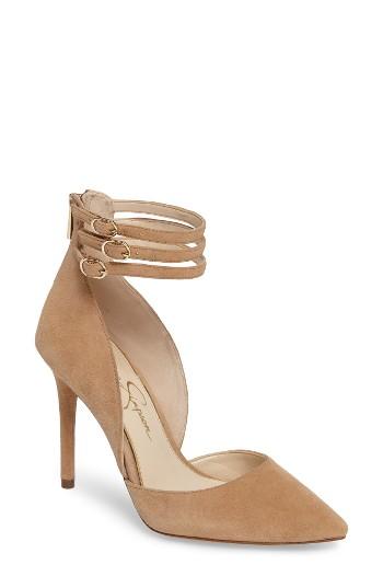 Women's Jessica Simpson Linnee Ankle Strap Pump M - Beige