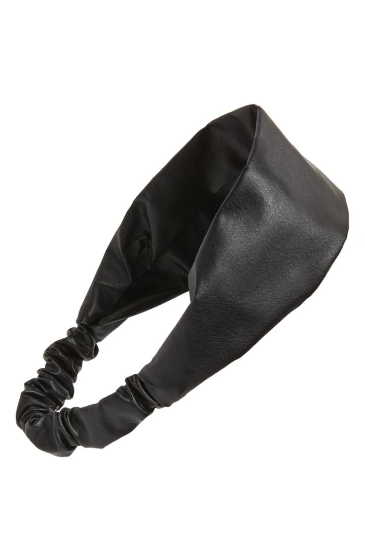 Tasha Faux Leather Head Wrap, Size - Black