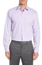 Men's Nordstrom Men's Shop Tech-smart Trim Fit Stretch Stripe Dress Shirt - 32/33 - Purple