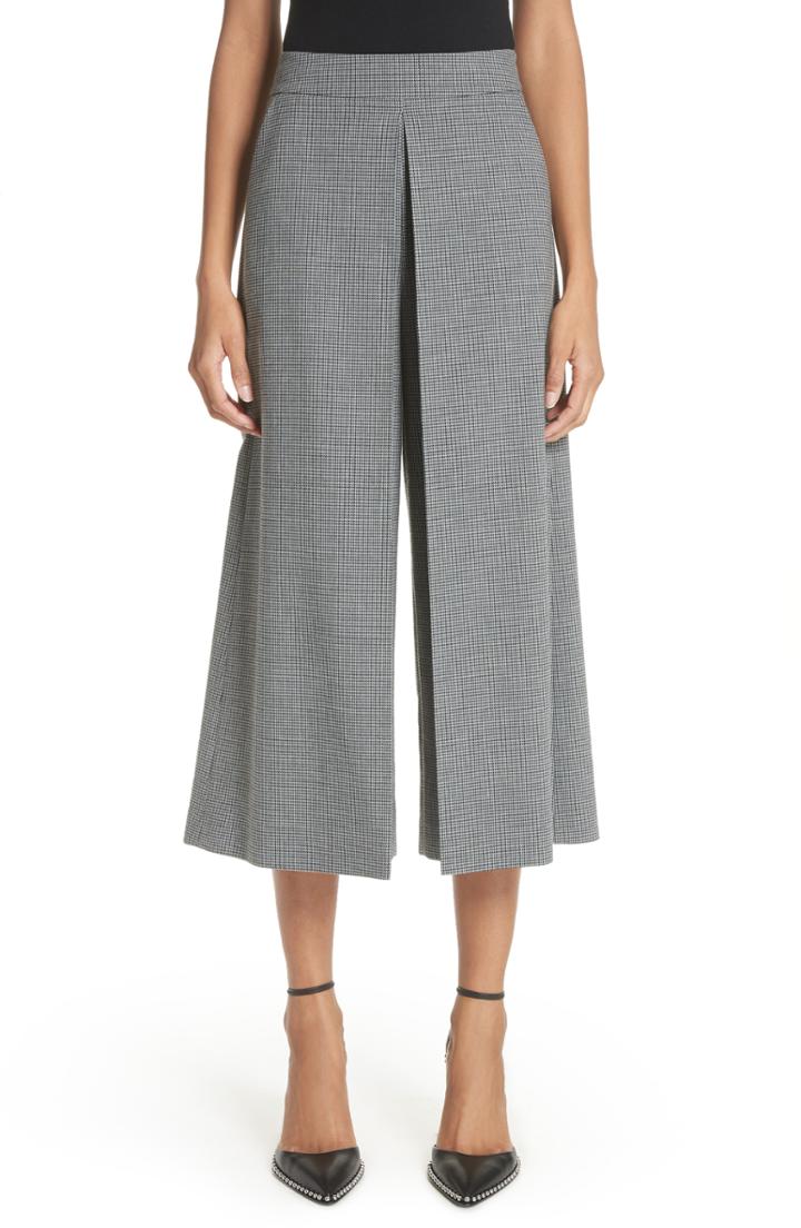 Women's Alexander Wang Houndstooth Inverted Pleat Crop Pants - Grey