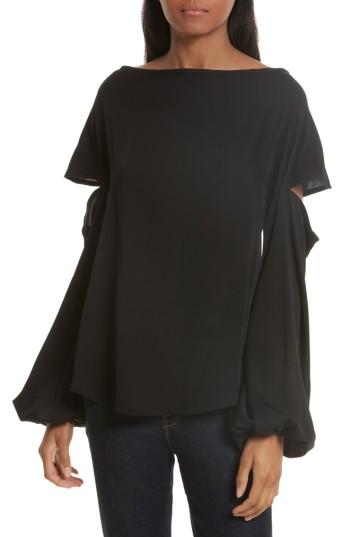 Women's Milly Dahlia Stretch Silk Slouch Top, Size - Black