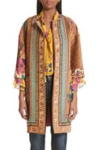 Women's Etro Floral Jacquard Crop Sleeve Jacket Us / 38 It - Brown