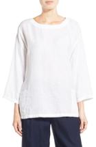 Women's Eileen Fisher Organic Linen Bateau Neck Top, Size - White