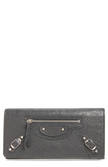 Women's Balenciaga Classic Money Leather Wallet - Grey