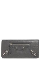 Women's Balenciaga Classic Money Leather Wallet - Grey