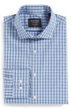 Men's Nordstrom Men's Shop Tech-smart Trim Fit Stretch Check Dress Shirt .5 34/35 - Blue