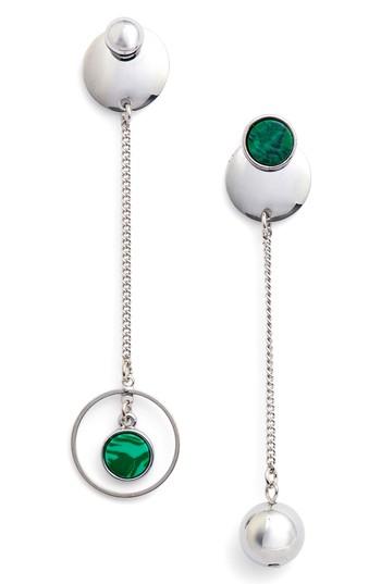 Women's Danielle Nicole Orb & Chain Mismatched Malachite Statement Earrings