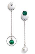 Women's Danielle Nicole Orb & Chain Mismatched Malachite Statement Earrings