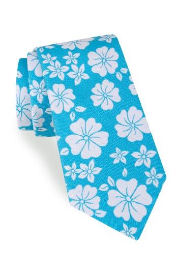 Men's Ted Baker London Hibiscus Floral Cotton & Silk Tie