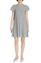 Women's Red Valentino Metallic Sheer Stripe Minidress, Size - Grey