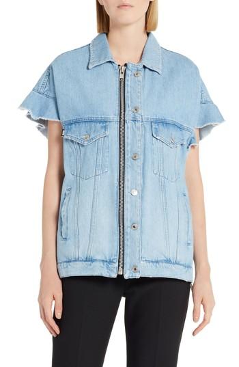 Women's Msgm Zip Front Denim Jacket Us / 38 It - Blue