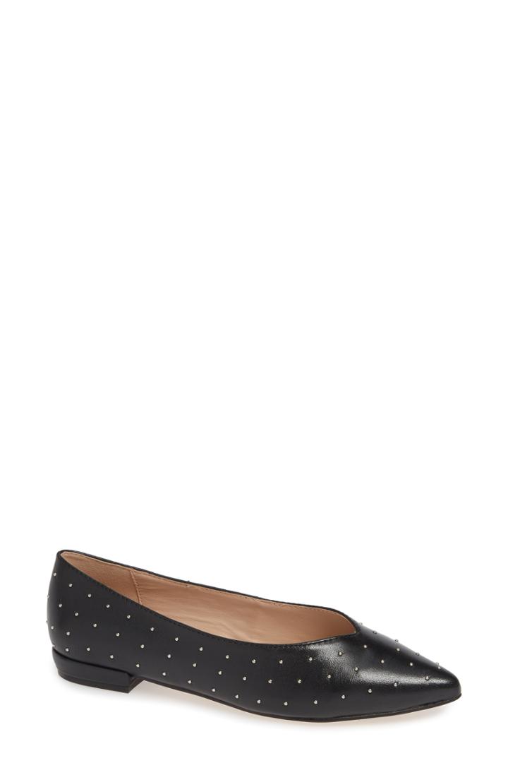 Women's Something Navy Snbea Studded Flat M - Black