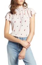 Women's Halogen Smocked Neck Blouse - Pink