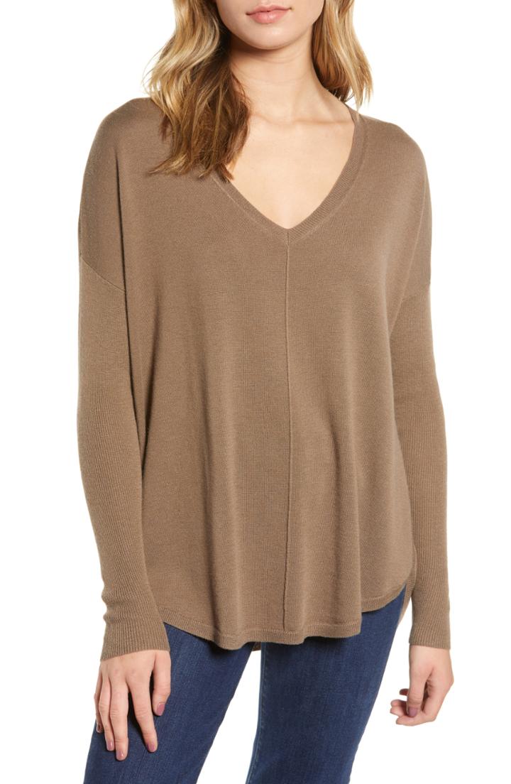 Women's Trouve 'everyday' V-neck Sweater - Brown