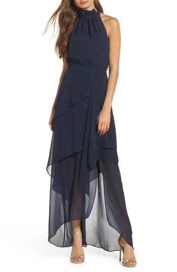 Women's C/meo Collective Allude Tiered Halter Maxi Dress, Size - Blue