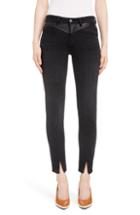 Women's Givenchy Leather Detail Ankle Skinny Jeans Us / 34 Fr - Black