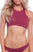 Women's Rhythm Crop Swim Top - Burgundy