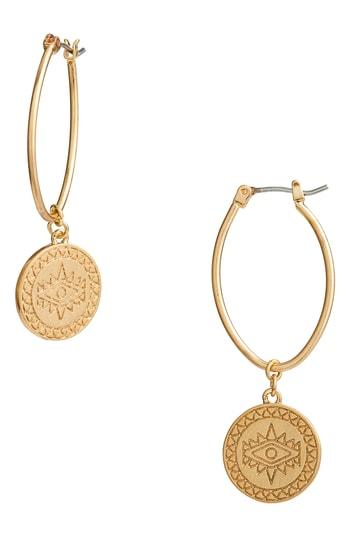 Women's Rebecca Minkoff Etched Coin Hoop Earrings