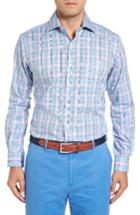 Men's Peter Millar Regular Fit Glen Plaid Sport Shirt - Blue