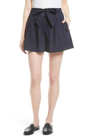Women's La Vie Rebecca Taylor Washed Poplin Tie Waist Shorts - Blue