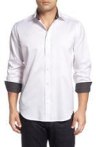 Men's Bugatchi Classic Fit Dot Jacquard Sport Shirt, Size - White