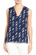 Petite Women's Halogen Layered Look Print Top P - Blue