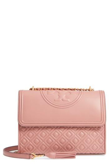 Tory Burch Fleming Quilted Lambskin Leather Convertible Shoulder Bag - Pink