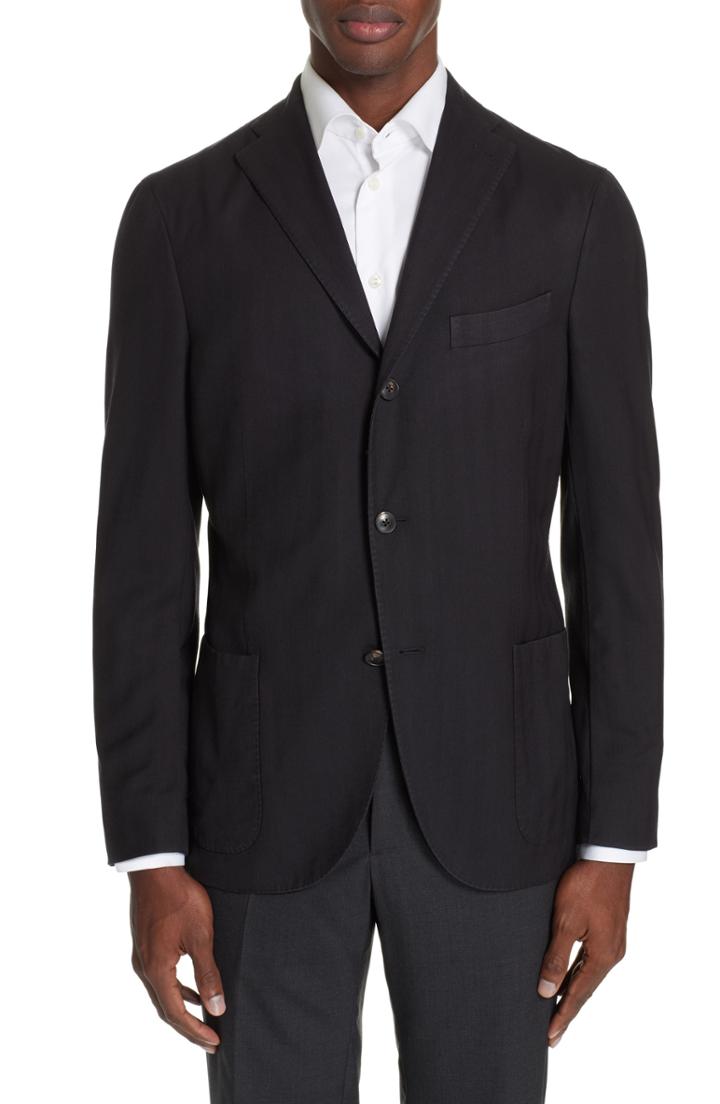 Men's Boglioli Travel K Trim Fit Wool Blazer Us / 48 Eu R - Black