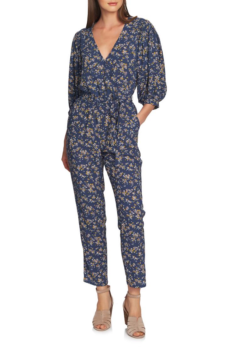 Women's 1.state Heritage Bouquet Wrap Tie Waist Pants - Blue