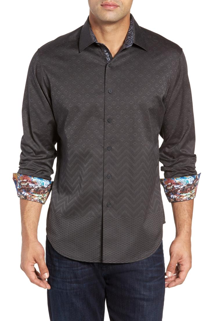 Men's Robert Graham Wallace Classic Fit Sport Shirt, Size - Grey