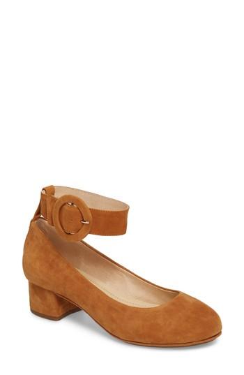 Women's Yosi Samra Natalie Ankle Strap Pump M - Brown