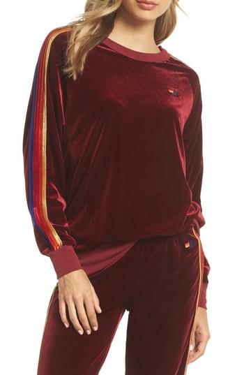 Women's Aviator Nation Velvet Crewneck Sweatshirt - Red