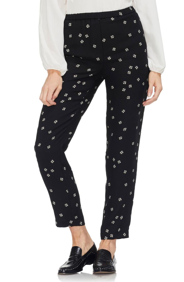 Women's Vince Camuto Re-set Ditsy Slim Leg Pants, Size - Black