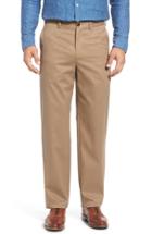Men's Nordstrom Men's Shop 'classic' Smartcare(tm) Relaxed Fit Flat Front Cotton Pants X 34 - Beige (online Only)