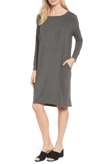 Women's Eileen Fisher Ballet Neck Shift Dress - Grey